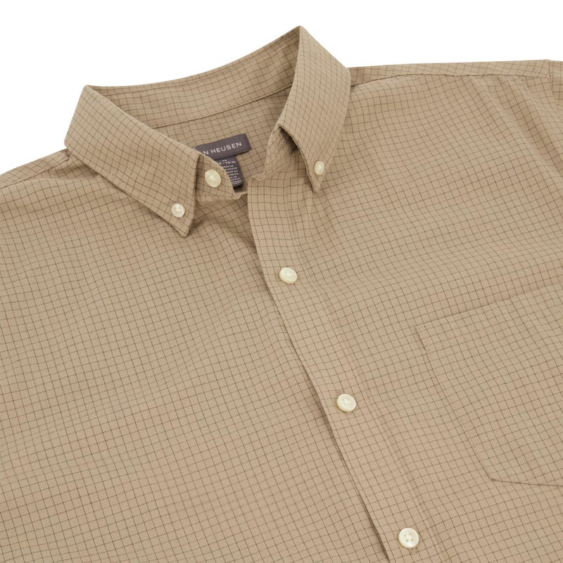 Van Heusen قميص فان هيوزن للرجال بأكمام قصيرة مقاوم للتجاعيد، -ألمنيوم، صغير - Image 3